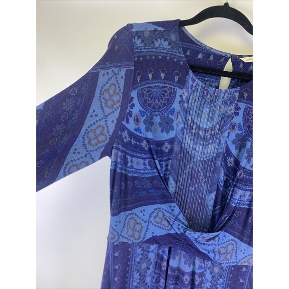 Soft Surroundings Sitarra Dress Aria Blue Long Sleeve Midi Stretch Womens Small - Picture 4 of 12